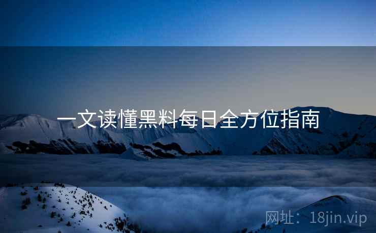 一文读懂黑料每日全方位指南